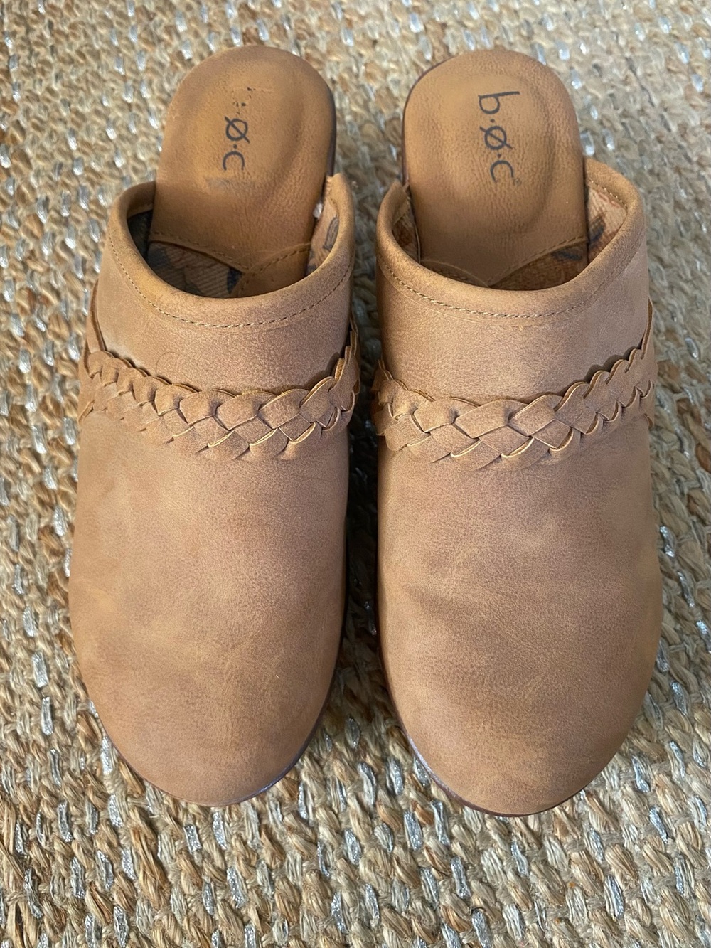 b.o.c. Born Concept Journi Braided Clogs Mules Tan Brown Suede Size 6 Western